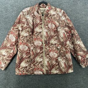 Chicos Jacket Womens‎ XL Quilted Paisley Full Zip Casual Granny Barn Cottagecore